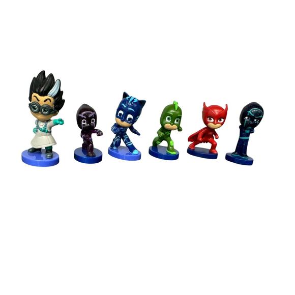 Lot Of 6 Disney Jr. PJ Masks Toy Action 2.5” Blind Bag Figures/ Cake Toppers - Picture 1 of 7
